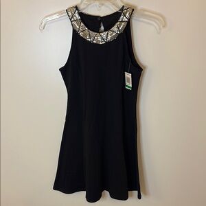 LAST CALL Epic Threads Black and Silver Embellished Halter Mini Dress
